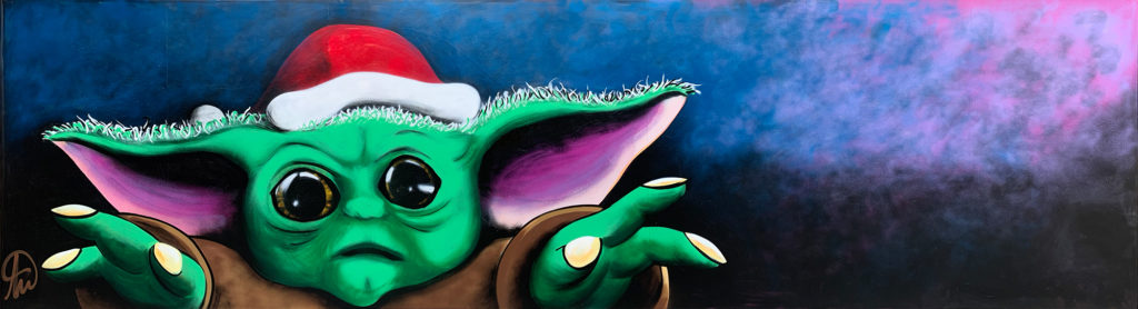Andrew Walton - spray paint - Baby Yoda Christmas