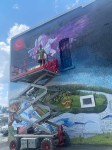 Andrew Walton - spray paint - Astronaut addition